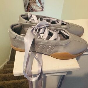 adidas Gray Flats with Ribbon Laces